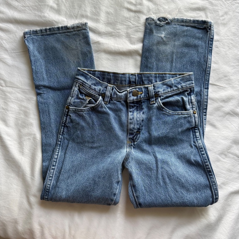 Wrangler Boys Straight Leg Jeans Medium Wash Blue Denim Adjustable Waist Size 10 - Picture 3 of 10